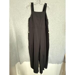 Topshop Jumpsuit Womens 12 Black Sleeveless Tie Back Wide Leg Culotte Cropped